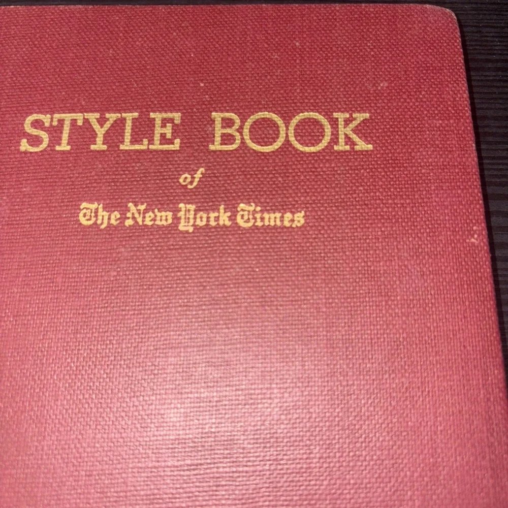 Style Book of the New  York Times by Robert E. Garst, 1956 Hardcover Excellent